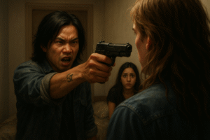 Man with gun pointed at Gypsy